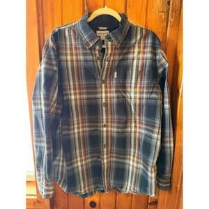 Carhartt Blue Plaid Button Down‎ Shirt Casual Long Sleeve Cotton Flannel Size XL